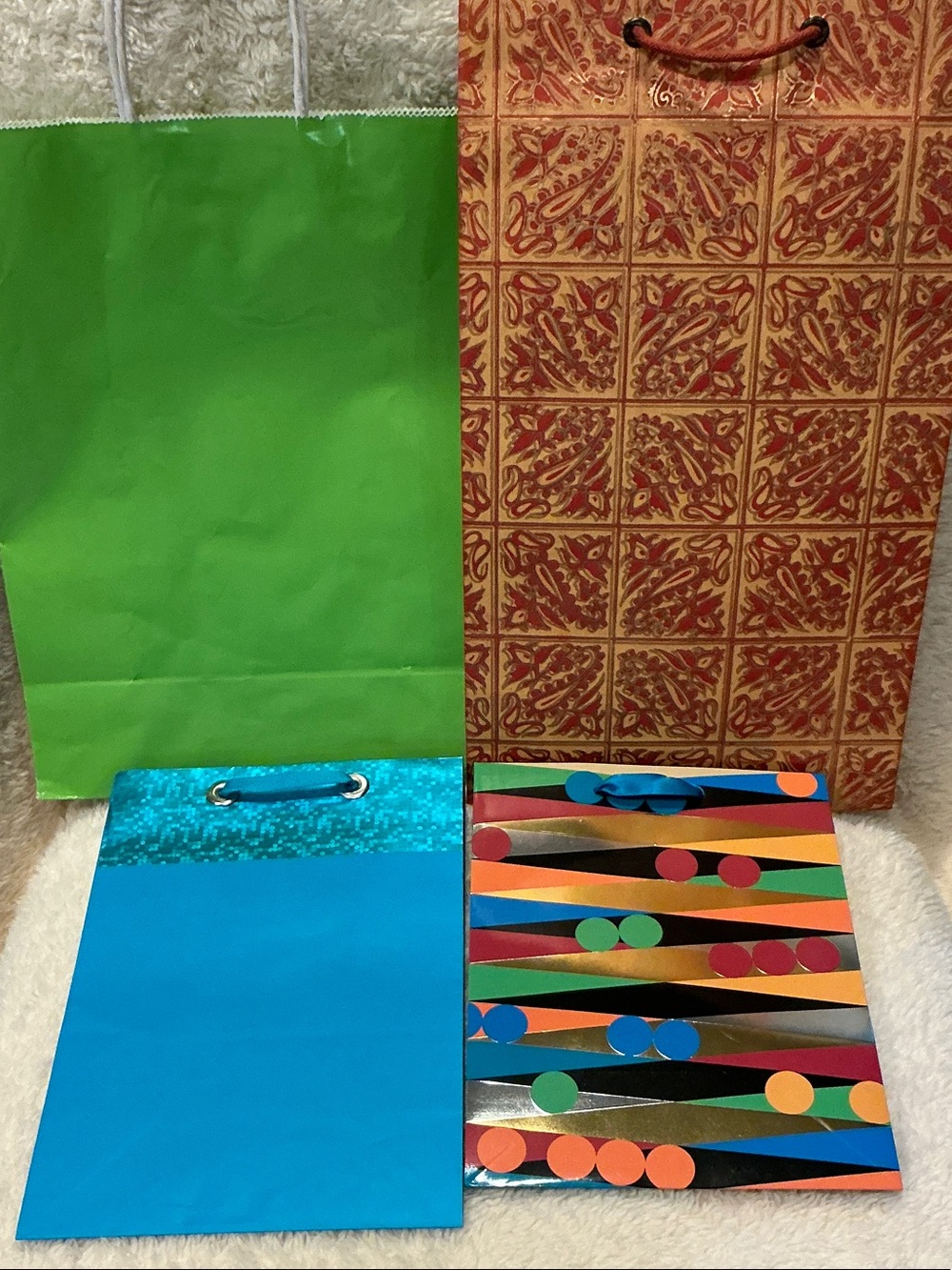 Colorful Gift Bag Set - Green, Turquoise, Gold, Multicolor
